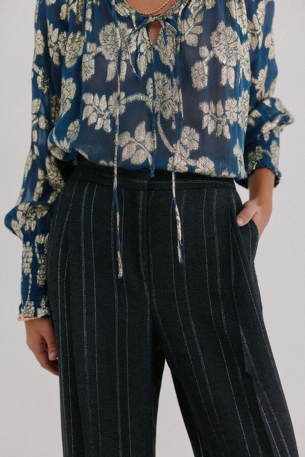 Hoss Intropia Pietra. Pantal&oacute;n a rayas Gris oscuro