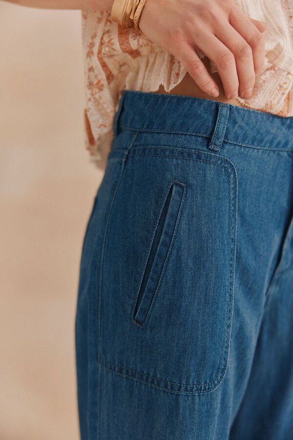 Hoss Intropia Paris. Pantalones tencel Azul marino