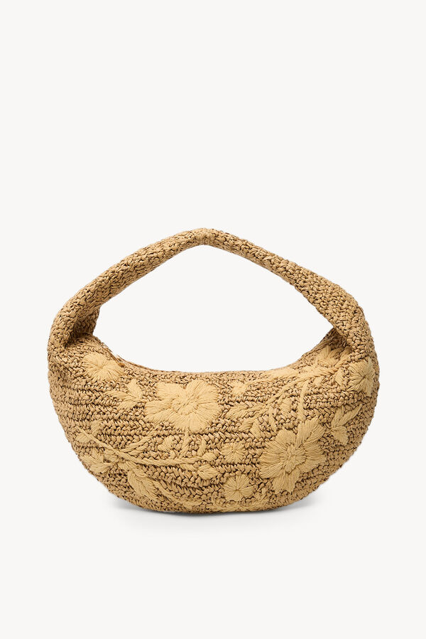 Hoss Intropia N&eacute;lida. Bolsa de r&aacute;fia bordada. Beige