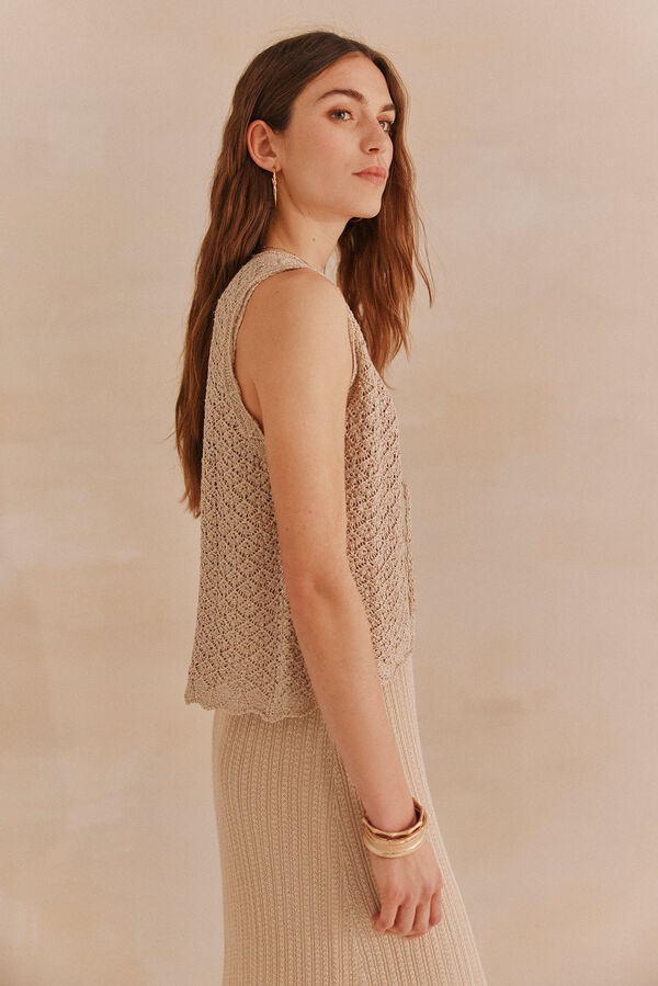 Hoss Intropia Nerea. Chaleco punto. Marfil