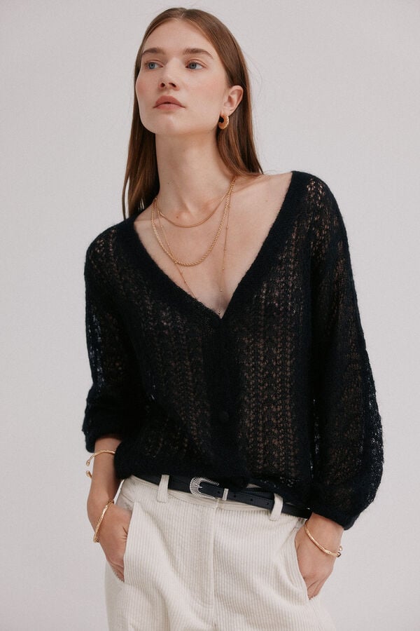 Hoss Intropia Ivy. C&aacute;rdigan calado Negro