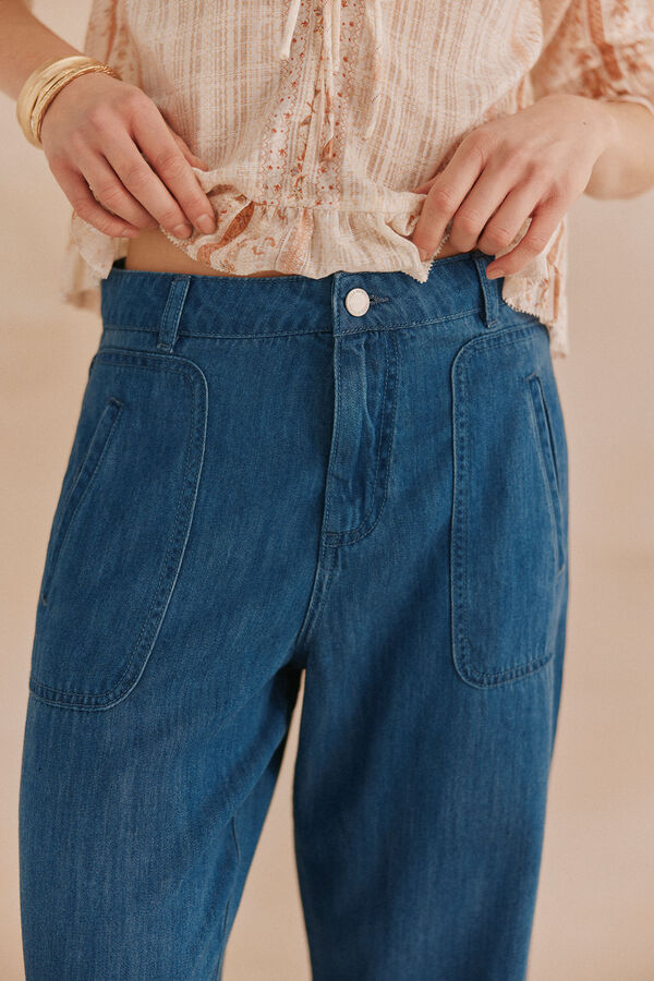 Hoss Intropia Paris. Pantalones tencel Azul marino