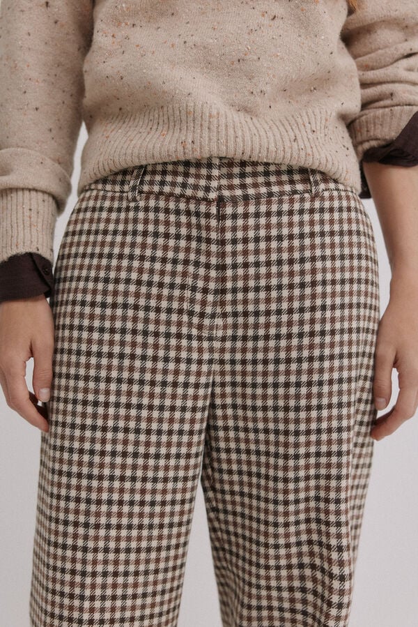 Hoss Intropia Prado. Pantal&oacute;n a cuadros Marfil