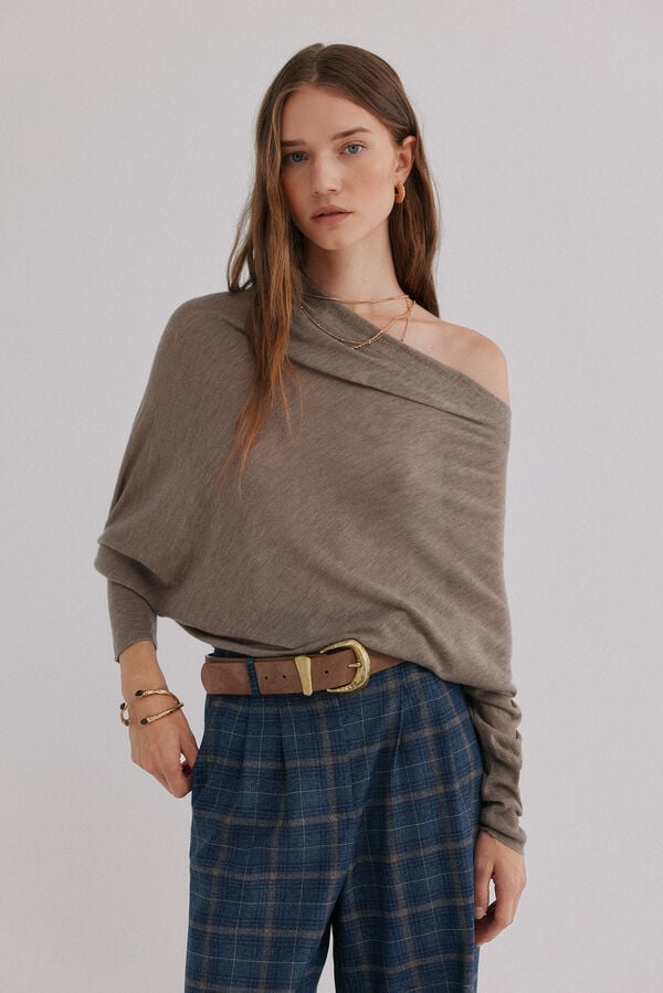 Hoss Intropia Nica. Jersey escote asim&eacute;trico Gris