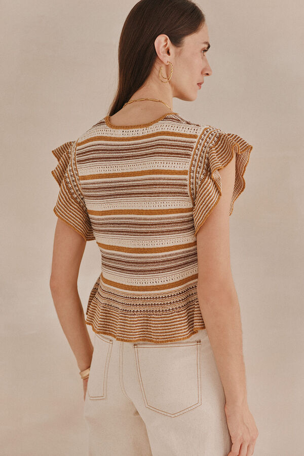 Hoss Intropia Taciana. Camisola folhos Ecru