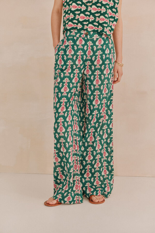 Hoss Intropia Paloma. Pantalón estampado ikat Estampado Verde