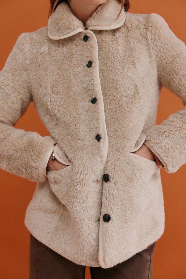 Hoss Intropia Denise. Abrigo efecto pelo Marfil