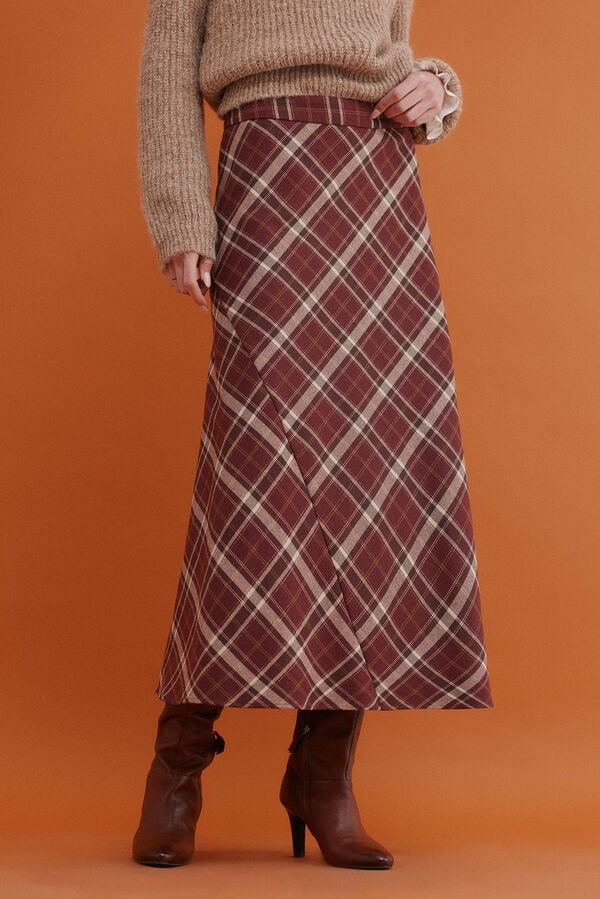 Hoss Intropia Ren&eacute;e. Falda a cuadros Estampado granate