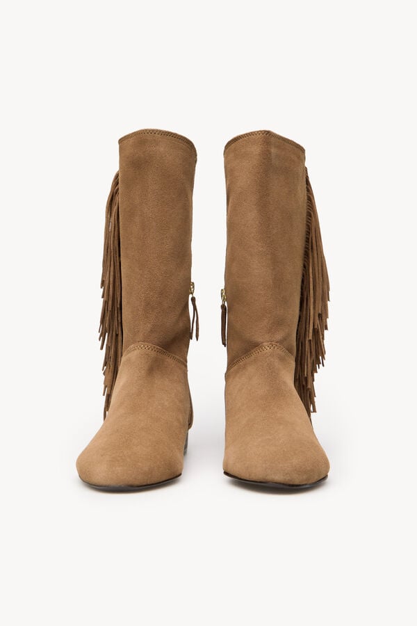 Hoss Intropia Lola. Botas de croute com franjas Beige