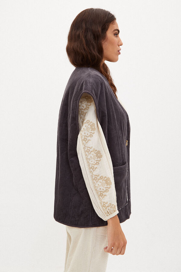 Hoss Intropia Abbie. Chaleco de pana reversible Gris