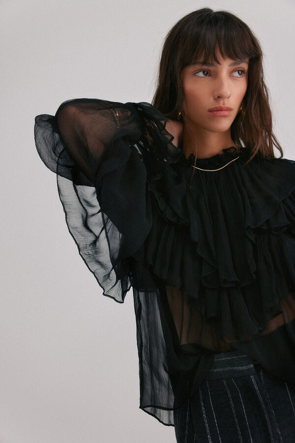 Hoss Intropia Giulia. Blusa rom&acirc;ntica Preto