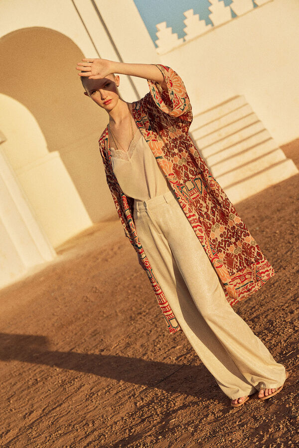 Hoss Intropia Charlotte. Kimono largo estampado Estampado Naranja