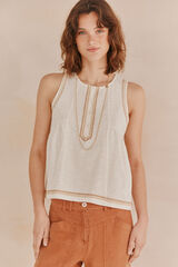 Hoss Intropia Magda. Camiseta bordada Blanco