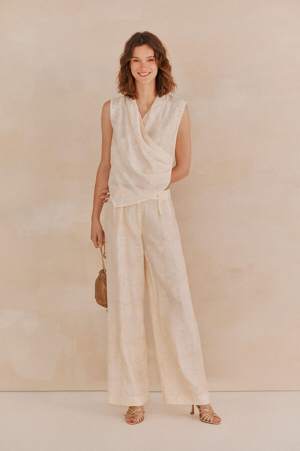 Hoss Intropia Ginebra. Blusa drapeada Marfil