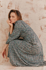 Hoss Intropia Ava. Vestido estampado. Estampado azul