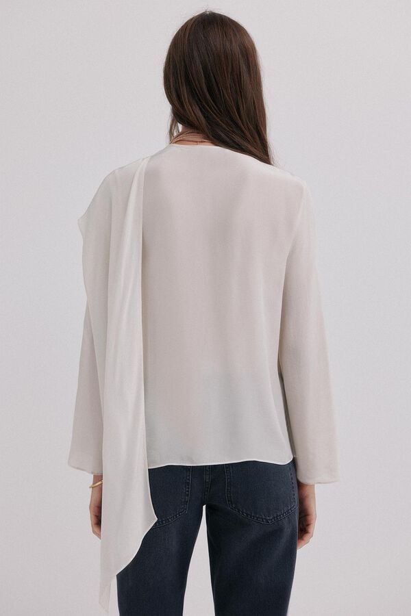 Hoss Intropia Guiado. Blusa com decote cruzado assim&eacute;trico Branco