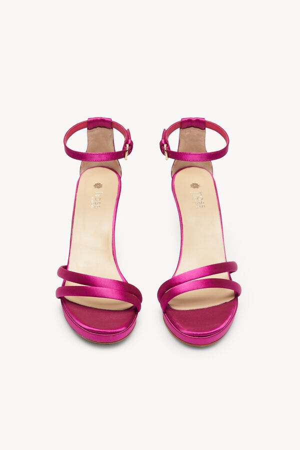 Hoss Intropia Nina. Sandalias de raso con tac&oacute;n Naranja