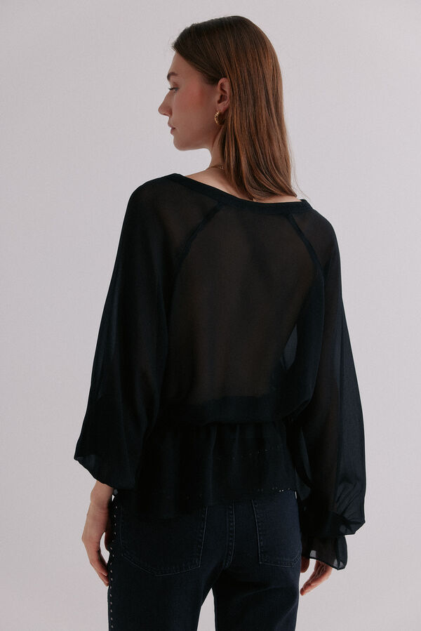 Hoss Intropia Clem&ecirc;ncia. Blusa com fecho cruzado Preto