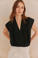 Hoss Intropia Guadalupe. Blusa con jaretas Negro