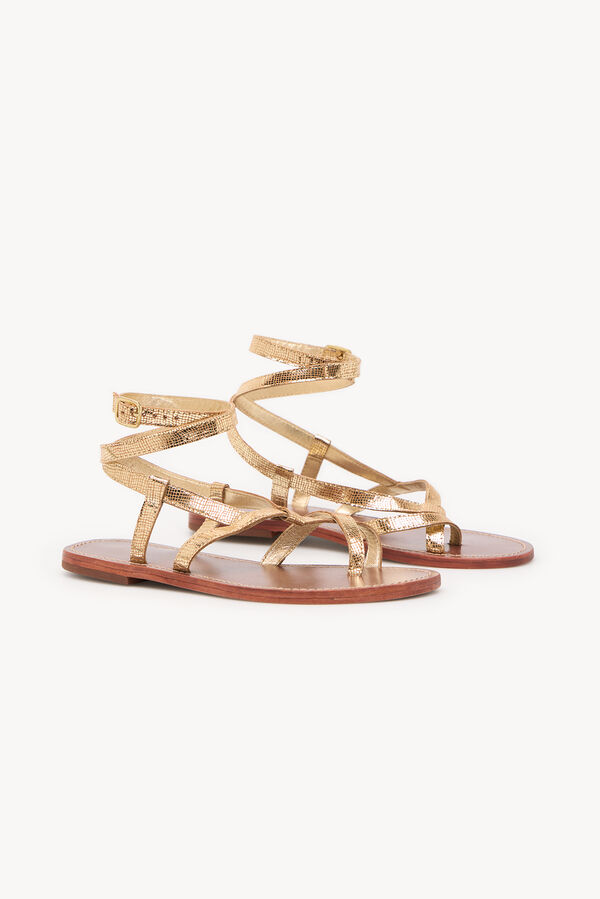 Hoss Intropia Maitane. Sandália de pele metalizado Dourado