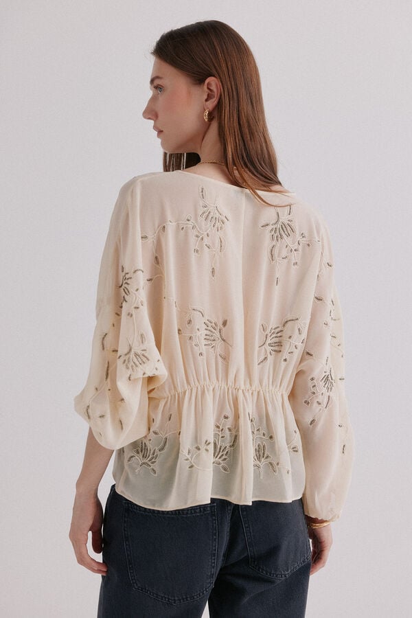 Hoss Intropia Catena. Blusa bordada Ecru