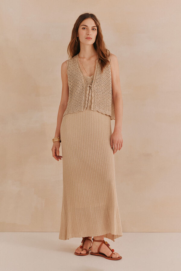 Hoss Intropia Nerea. Chaleco punto. Marfil