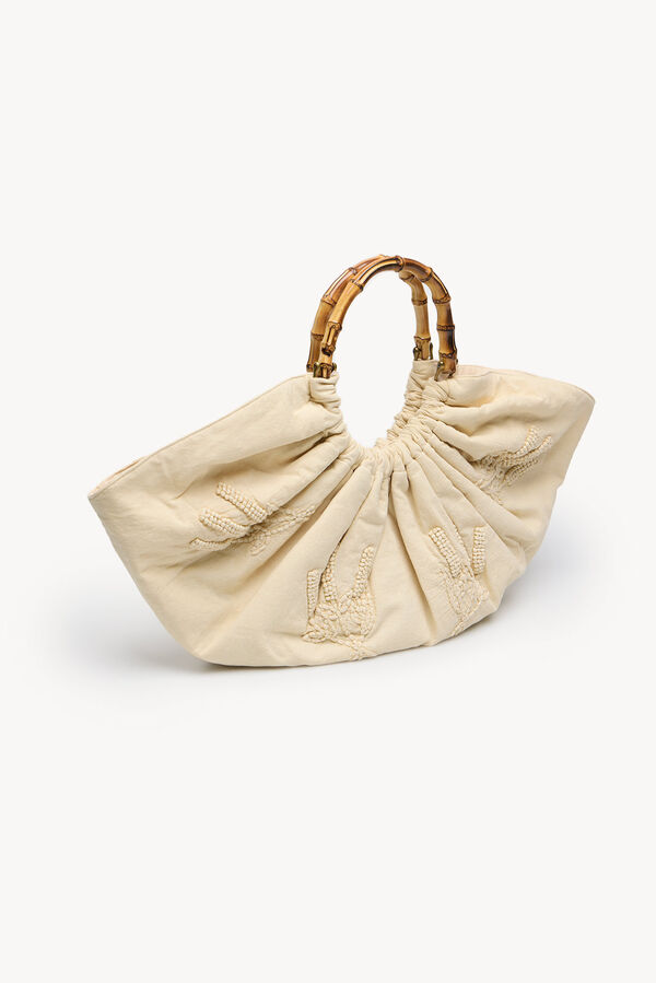 Hoss Intropia Nayeli. Bolsa bordado com alça de bambu Ecru
