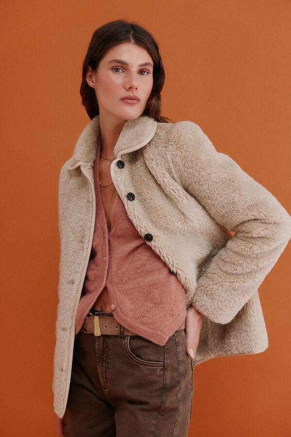 Hoss Intropia Denise. Abrigo efecto pelo Marfil