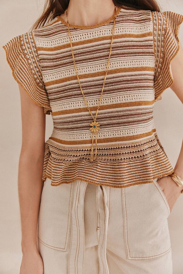 Hoss Intropia Taciana. Camisola folhos Ecru