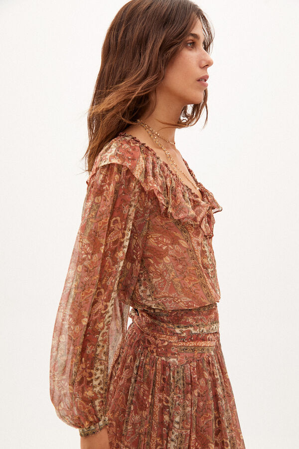 Hoss Intropia Nerea. Blusa fluida estampada Marron