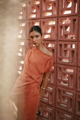 Hoss Intropia Celia. Top nudo jacquard. Naranja