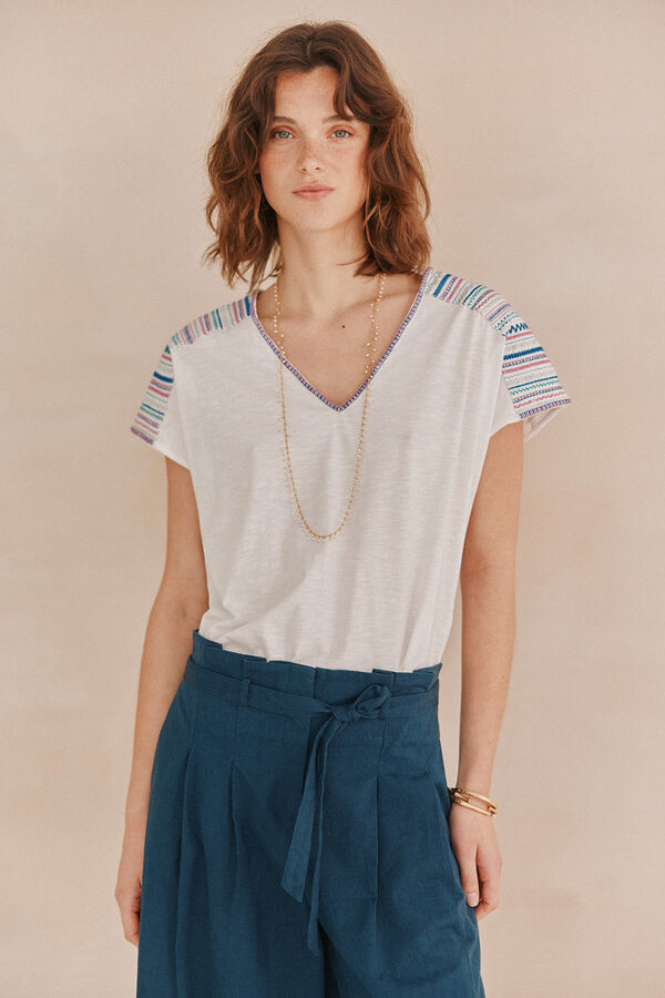 Hoss Intropia Martina. T-shirt bordada Branco