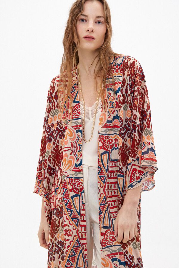 Hoss Intropia Charlotte. Kimono largo estampado Estampado Naranja