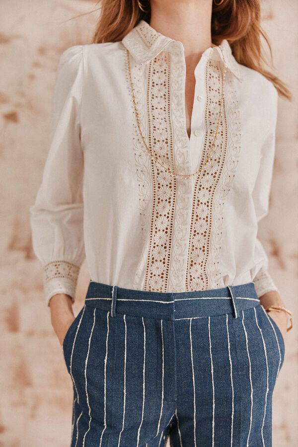 Hoss Intropia Candelaria. Camisa bordada. Beige