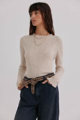 Hoss Intropia Nidia. Top com detalhe de ondas Ecru