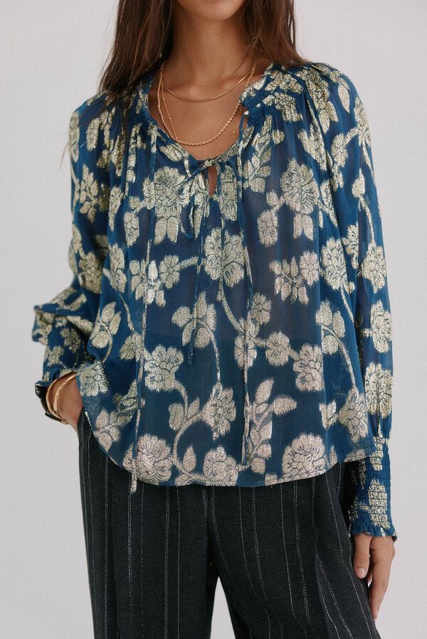 Hoss Intropia Gianna. Blusa jacquard Azul marino