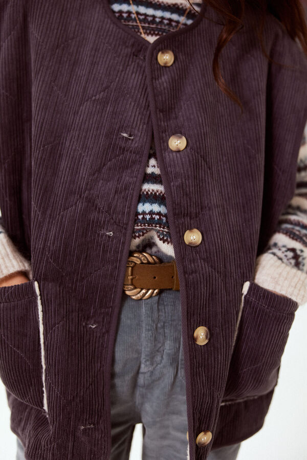 Hoss Intropia Abbie. Chaleco de pana reversible Gris