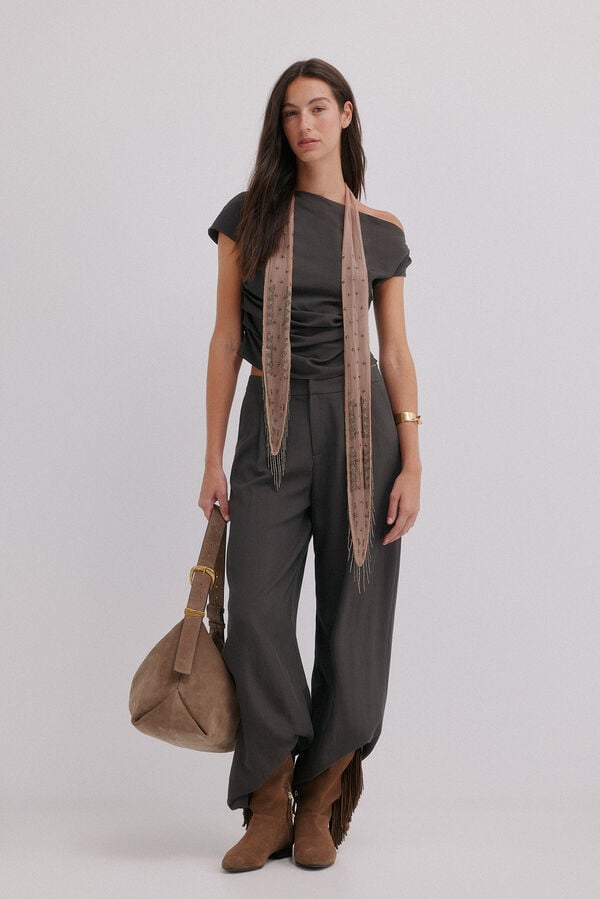 Hoss Intropia Gisele. Top assim&eacute;trico Cinzento