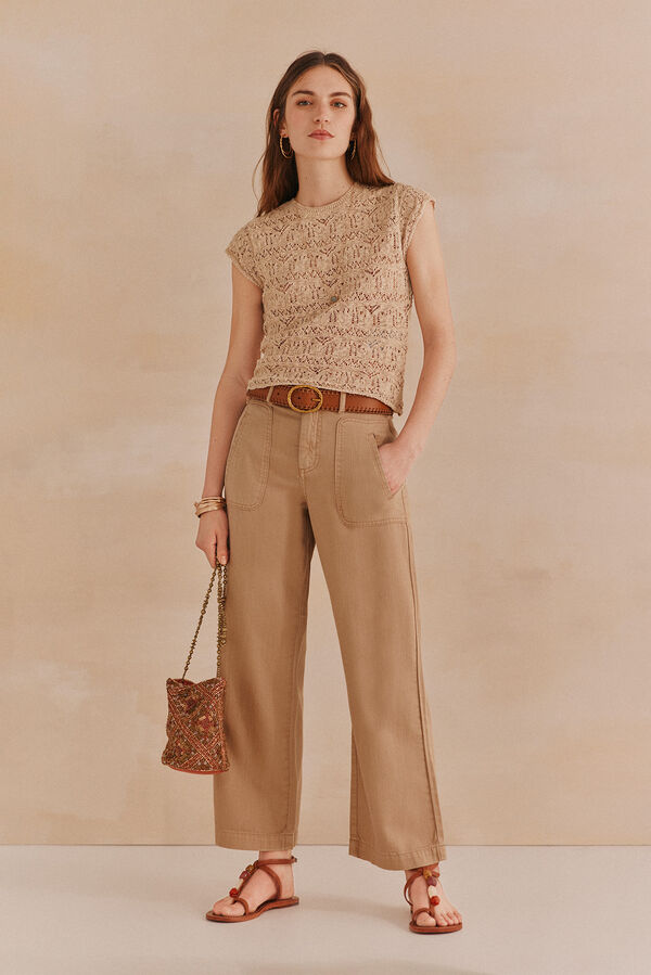 Hoss Intropia Susana. Camisola folhos Ecru