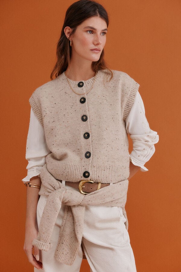 Hoss Intropia Ita. Chaleco jaspeado Beige