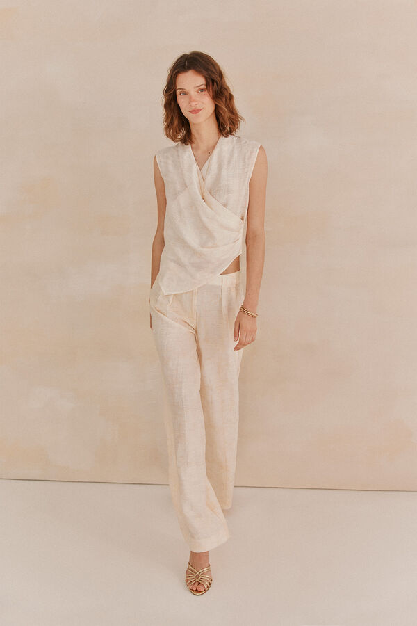 Hoss Intropia Piana.Pantalon Jaquard Marfil