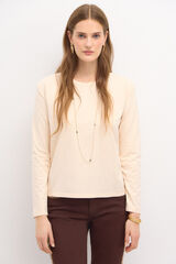 Hoss Intropia Scarlet. Camiseta de algod&atilde;o lavada Ecru