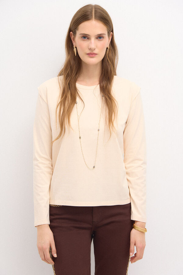 Hoss Intropia Scarlet. Camiseta de algod&atilde;o lavada Ecru