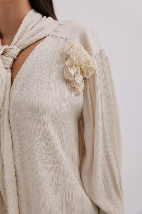 Hoss Intropia Gretel. Blusa com la&ccedil;ada Beige