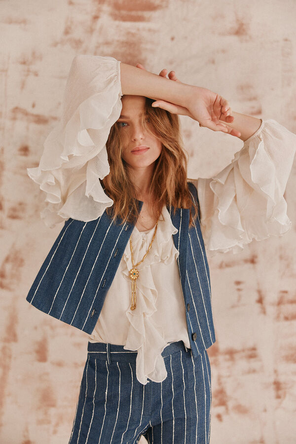 Hoss Intropia Elisa. Chaleco rayas. Azul marino