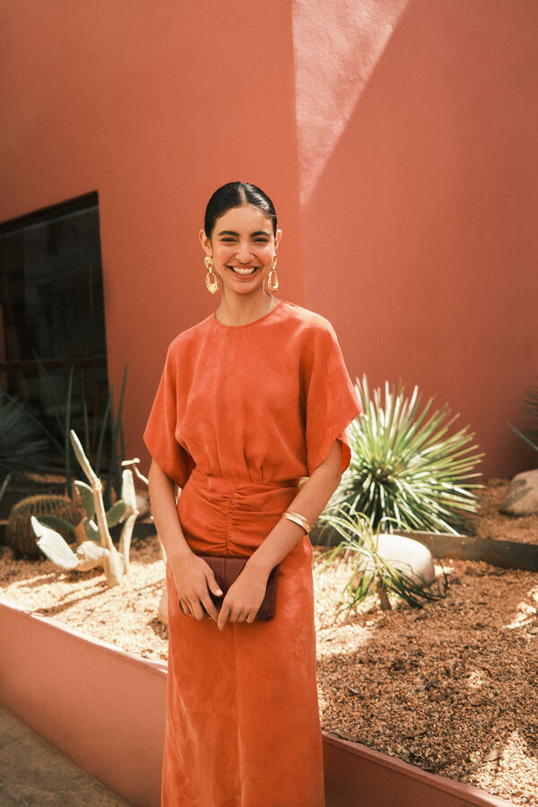 Hoss Intropia Alexa. Vestido jacquard ocasi&oacute;n Naranja