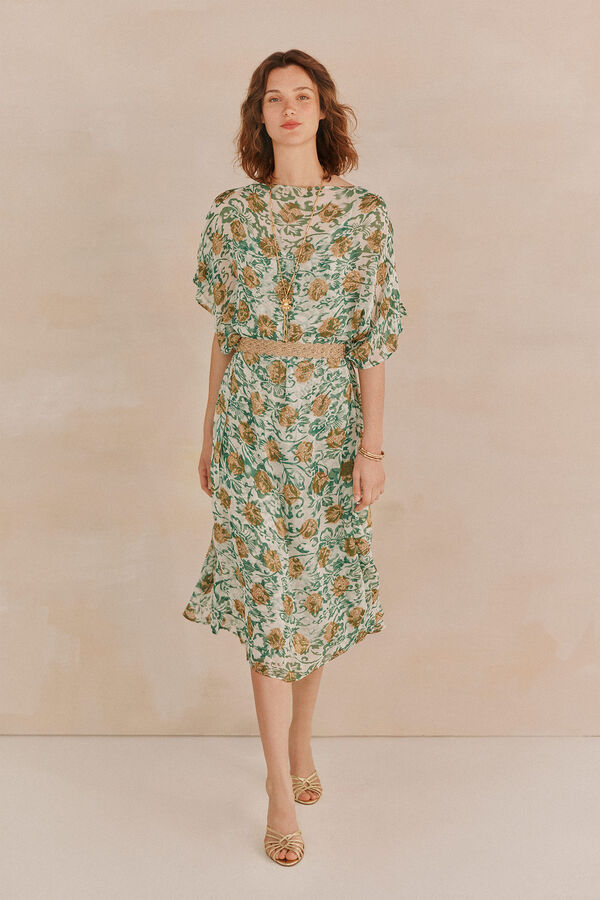 Hoss Intropia Lucille. Vestido jaquard fluido Estampado Verde