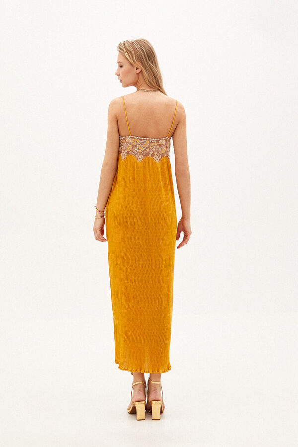 Hoss Intropia Edna. Vestido midi plissado Laranja