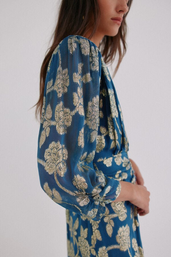 Hoss Intropia Amanda. Vestido jacquard Estampado azul