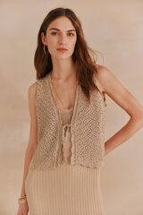 Hoss Intropia Nerea. Chaleco punto. Marfil